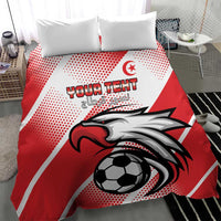 Custom Tunisia Football Bedding Set Eagle Mascot - Sporty Style