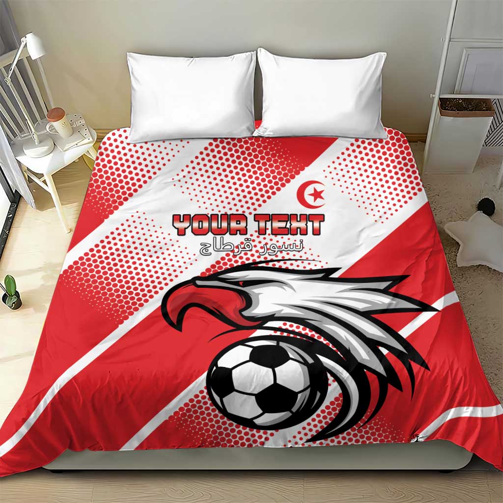 Custom Tunisia Football Bedding Set Eagle Mascot - Sporty Style