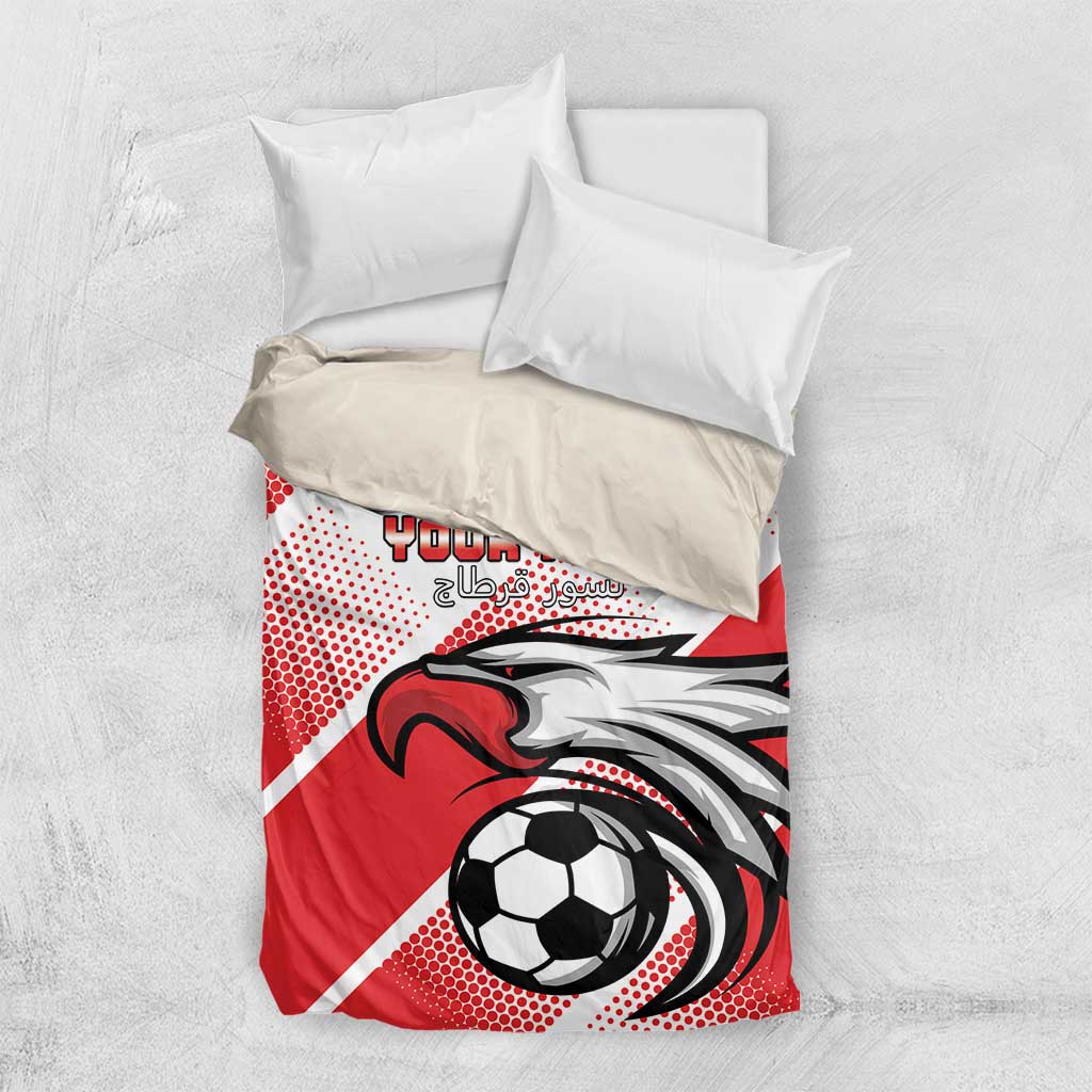 Custom Tunisia Football Bedding Set Eagle Mascot - Sporty Style