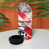 Custom Tunisia Football 4 in 1 Can Cooler Tumbler Eagle Mascot - Sporty Style