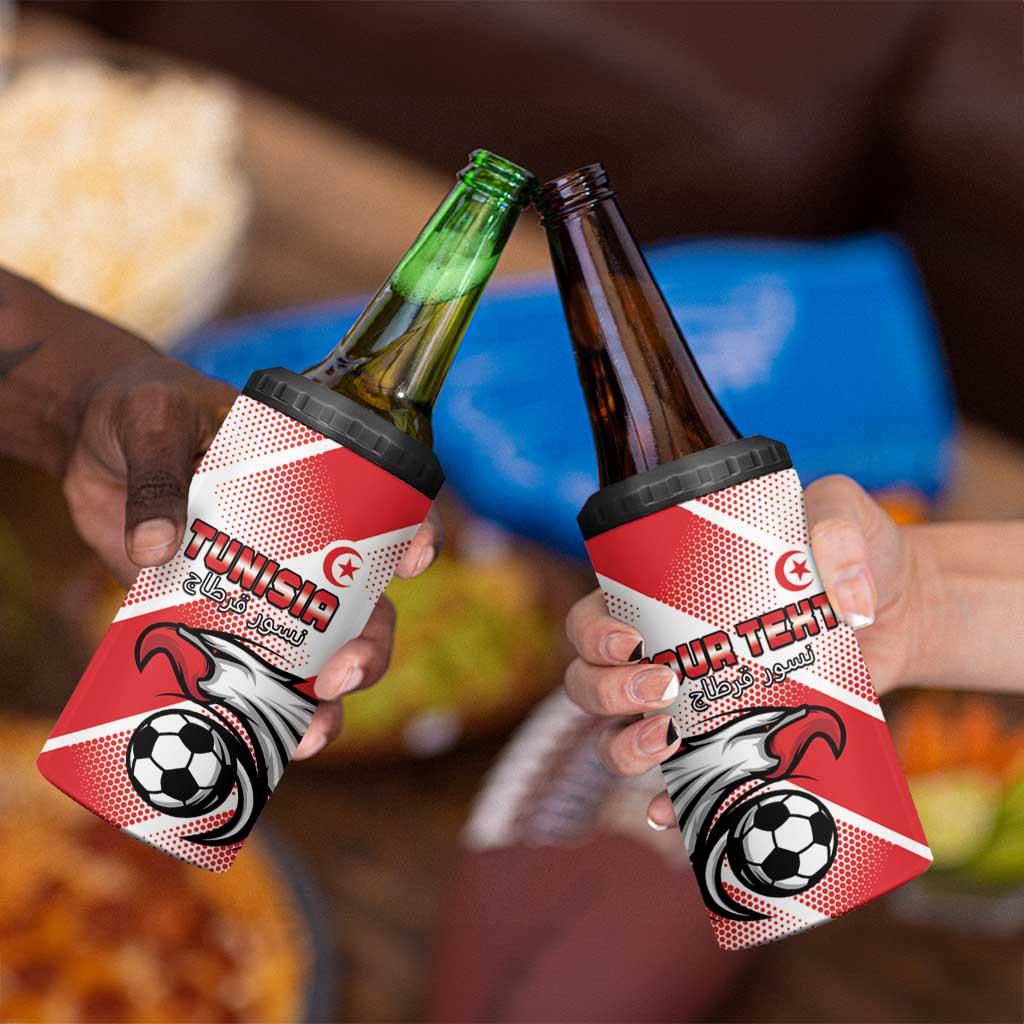 Custom Tunisia Football 4 in 1 Can Cooler Tumbler Eagle Mascot - Sporty Style