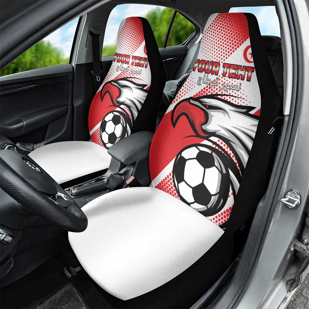 Custom Tunisia Football Car Seat Cover Eagle Mascot - Sporty Style
