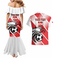 Custom Tunisia Football Couples Matching Mermaid Dress and Hawaiian Shirt Eagle Mascot - Sporty Style
