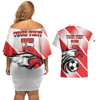 Custom Tunisia Football Couples Matching Off Shoulder Short Dress and Hawaiian Shirt Eagle Mascot - Sporty Style