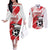 Custom Tunisia Football Couples Matching Off The Shoulder Long Sleeve Dress and Long Sleeve Button Shirt Eagle Mascot - Sporty Style