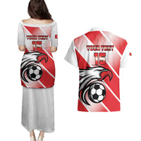 Custom Tunisia Football Couples Matching Puletasi and Hawaiian Shirt Eagle Mascot - Sporty Style