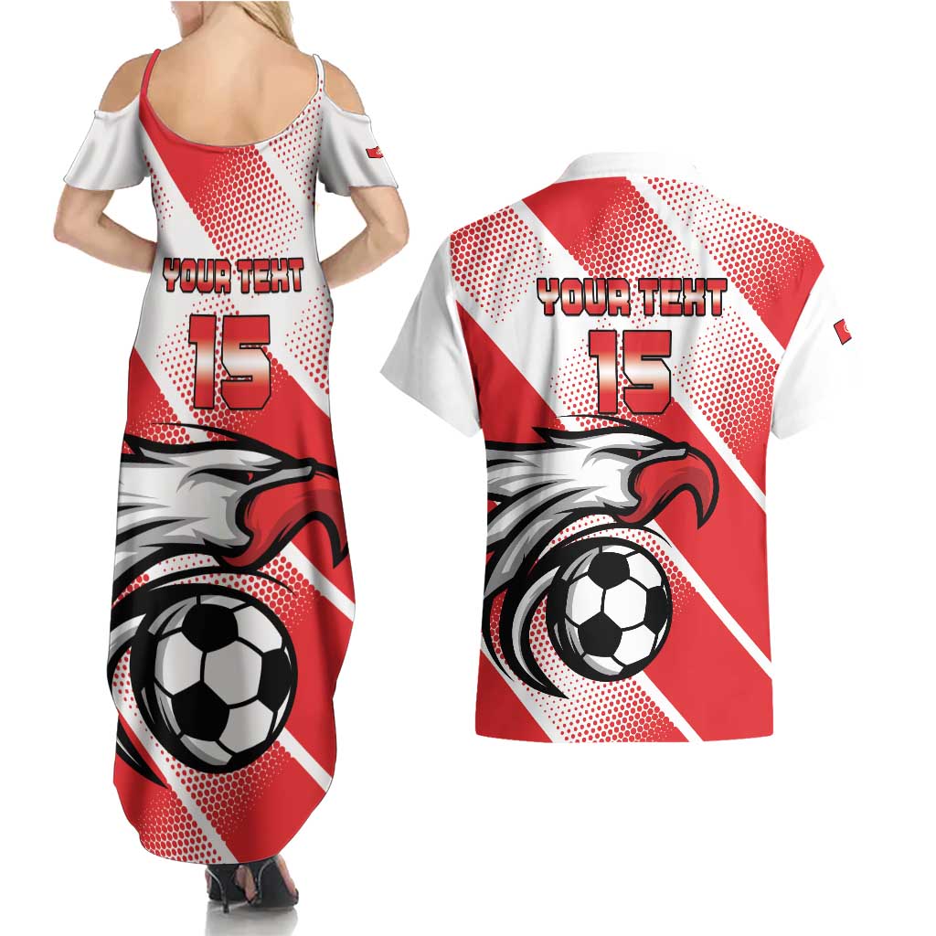 Custom Tunisia Football Couples Matching Summer Maxi Dress and Hawaiian Shirt Eagle Mascot - Sporty Style