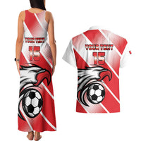 Custom Tunisia Football Couples Matching Tank Maxi Dress and Hawaiian Shirt Eagle Mascot - Sporty Style