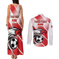 Custom Tunisia Football Couples Matching Tank Maxi Dress and Long Sleeve Button Shirt Eagle Mascot - Sporty Style