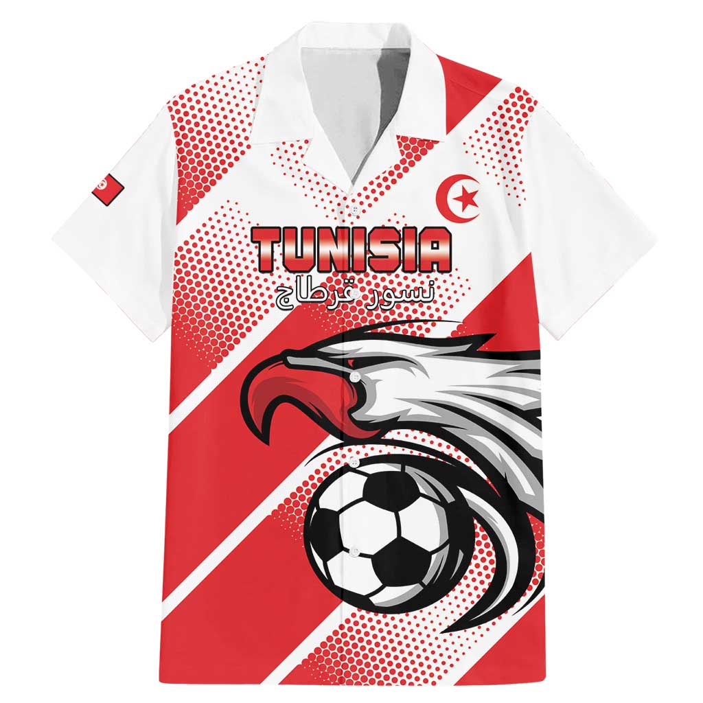 Custom Tunisia Football Family Matching Mermaid Dress and Hawaiian Shirt Eagle Mascot - Sporty Style