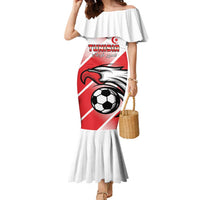 Custom Tunisia Football Family Matching Mermaid Dress and Hawaiian Shirt Eagle Mascot - Sporty Style