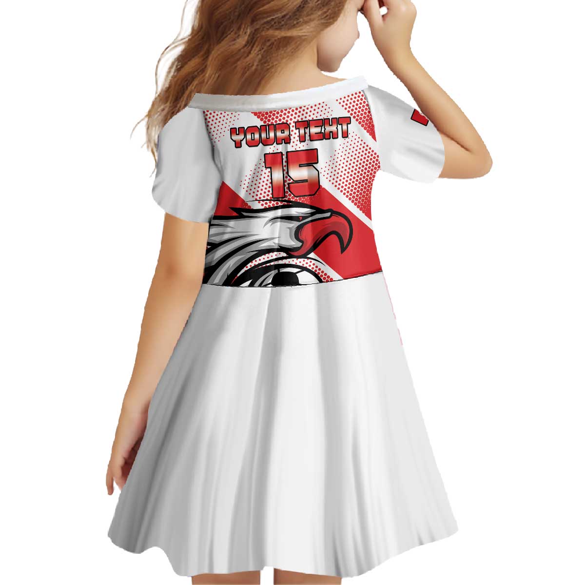 Custom Tunisia Football Family Matching Off The Shoulder Long Sleeve Dress and Hawaiian Shirt Eagle Mascot - Sporty Style