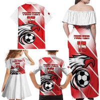 Custom Tunisia Football Family Matching Off Shoulder Maxi Dress and Hawaiian Shirt Eagle Mascot - Sporty Style