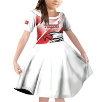 Custom Tunisia Football Family Matching Off Shoulder Short Dress and Hawaiian Shirt Eagle Mascot - Sporty Style