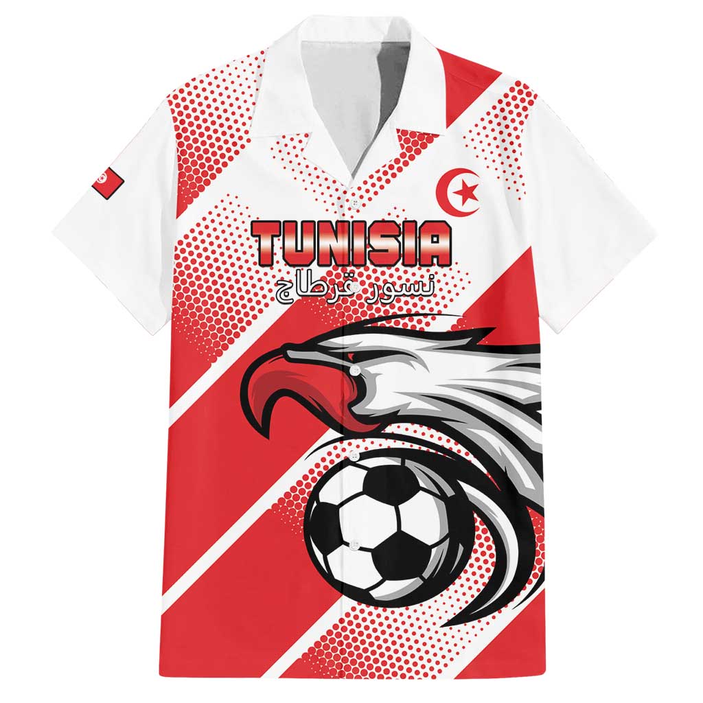 Custom Tunisia Football Family Matching Off Shoulder Short Dress and Hawaiian Shirt Eagle Mascot - Sporty Style
