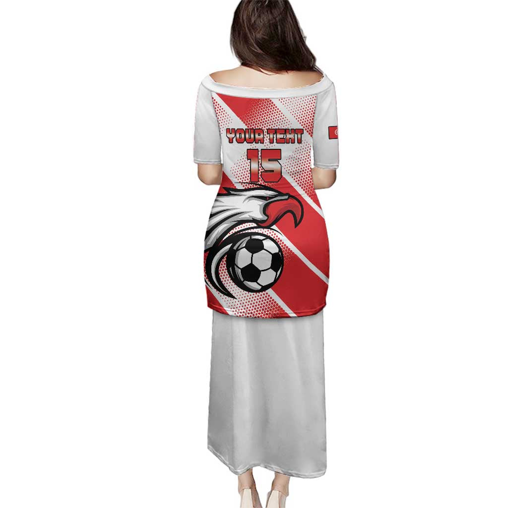 Custom Tunisia Football Family Matching Puletasi and Hawaiian Shirt Eagle Mascot - Sporty Style