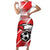 Custom Tunisia Football Family Matching Short Sleeve Bodycon Dress and Hawaiian Shirt Eagle Mascot - Sporty Style