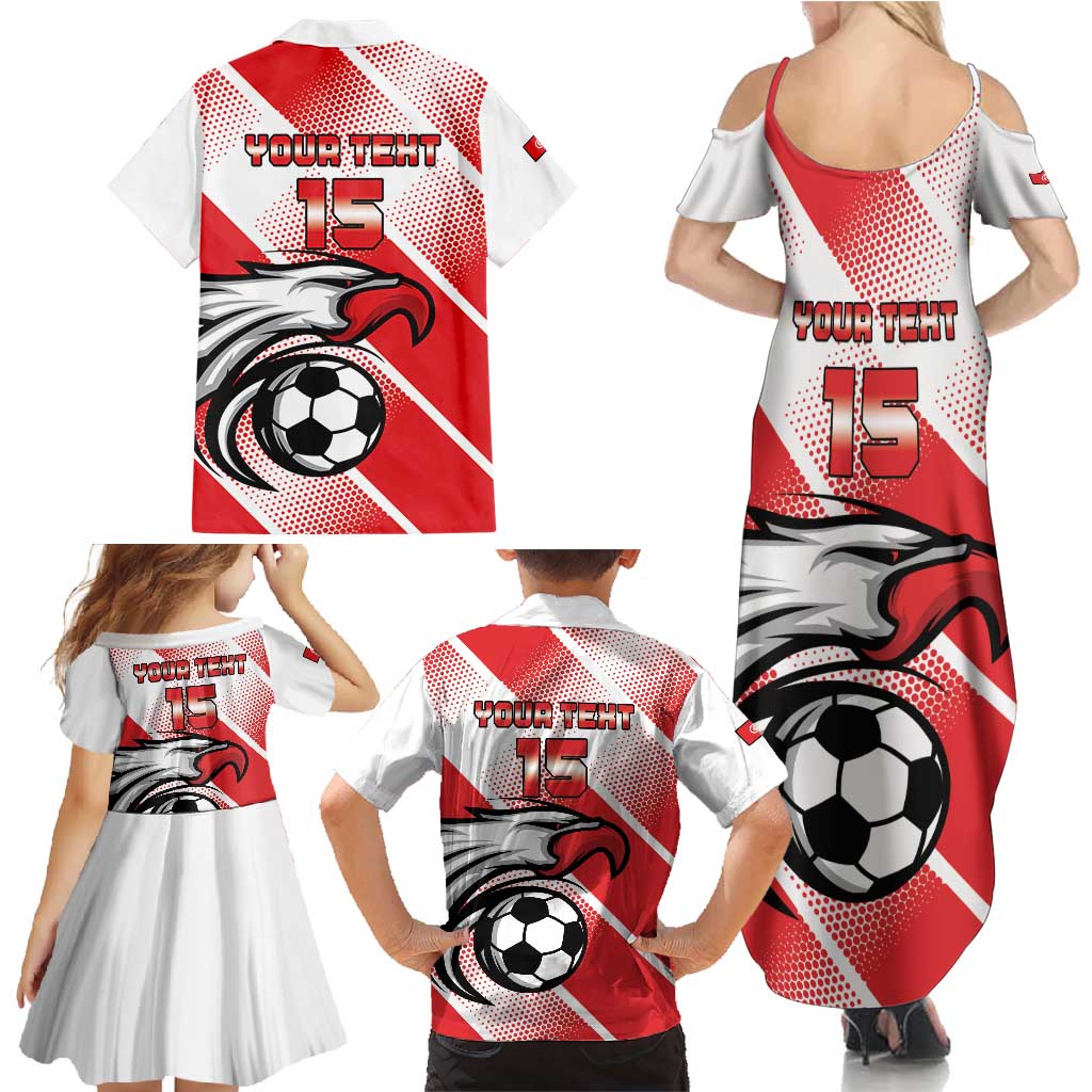 Custom Tunisia Football Family Matching Summer Maxi Dress and Hawaiian Shirt Eagle Mascot - Sporty Style