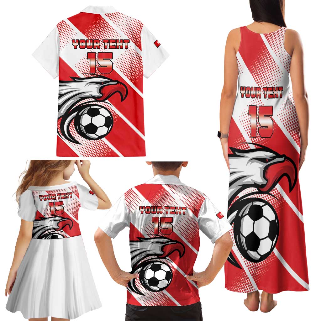 Custom Tunisia Football Family Matching Tank Maxi Dress and Hawaiian Shirt Eagle Mascot - Sporty Style
