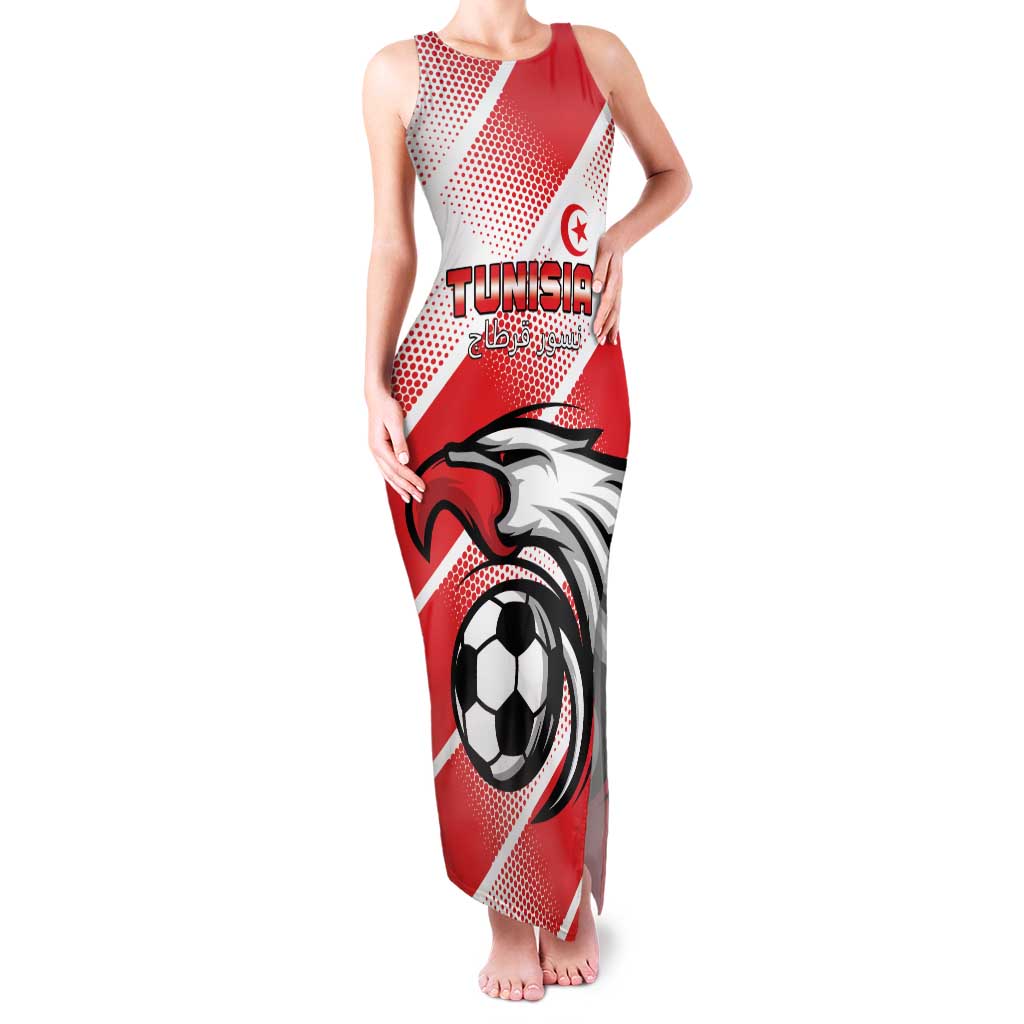 Custom Tunisia Football Family Matching Tank Maxi Dress and Hawaiian Shirt Eagle Mascot - Sporty Style