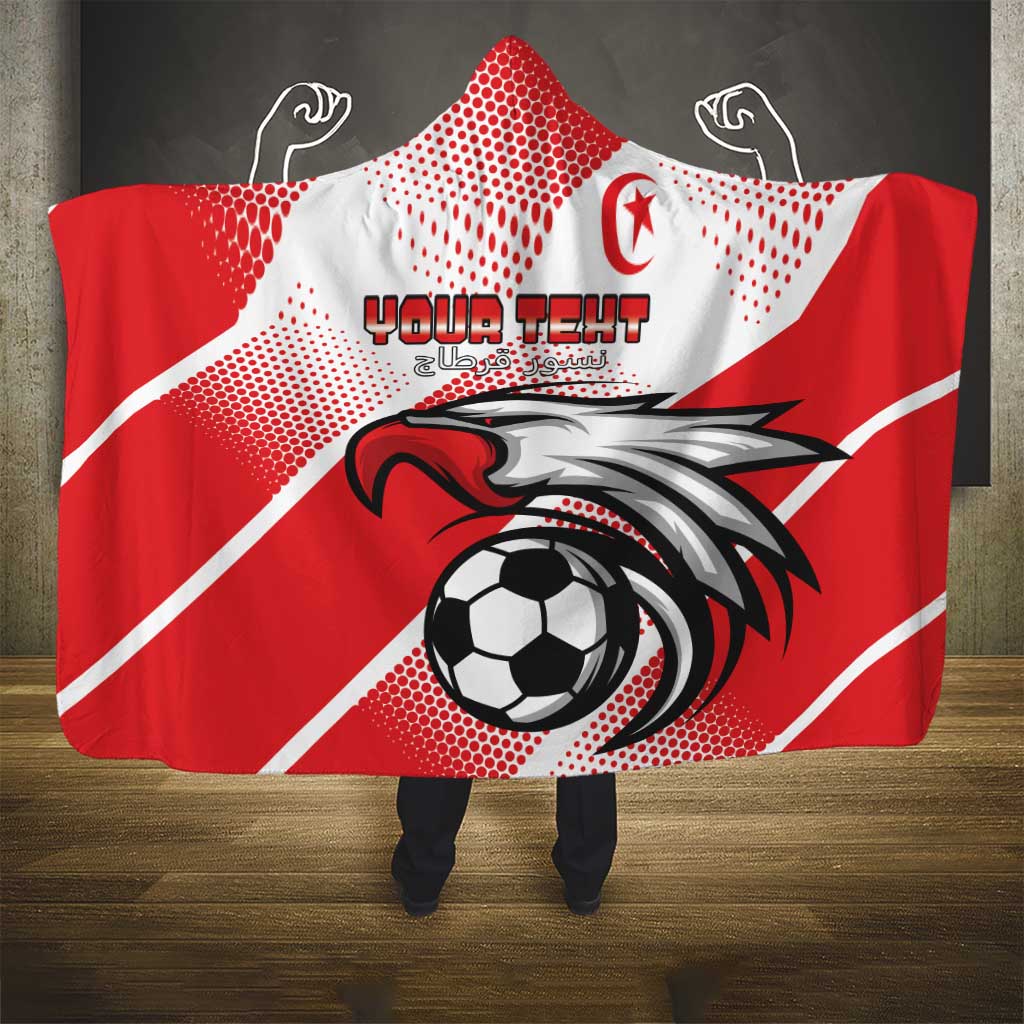 Custom Tunisia Football Hooded Blanket Eagle Mascot - Sporty Style