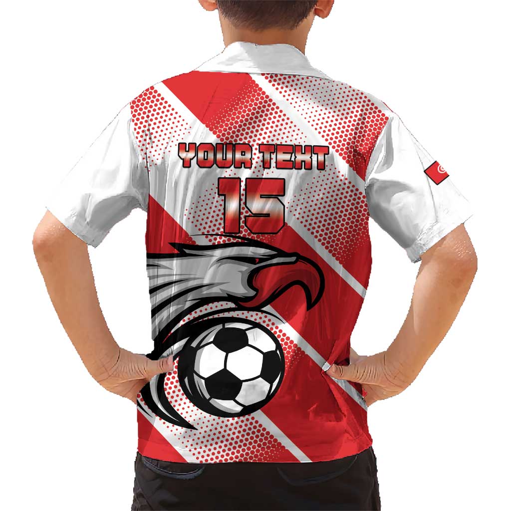 Custom Tunisia Football Kid Hawaiian Shirt Eagle Mascot - Sporty Style