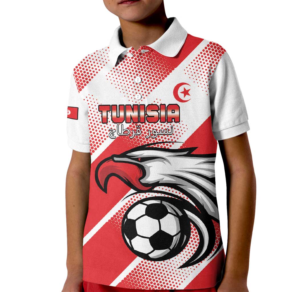 Custom Tunisia Football Kid Polo Shirt Eagle Mascot - Sporty Style