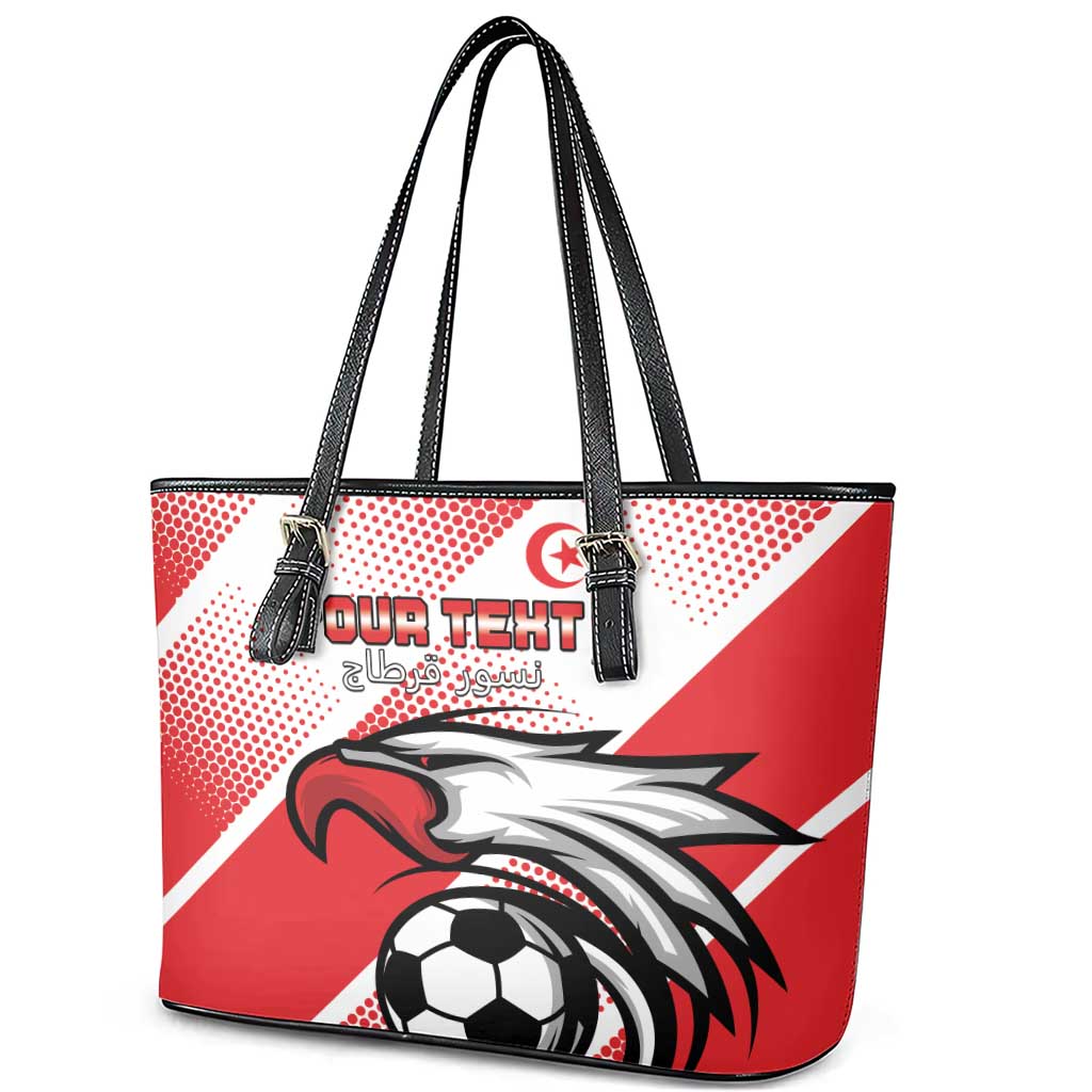 Custom Tunisia Football Leather Tote Bag Eagle Mascot - Sporty Style