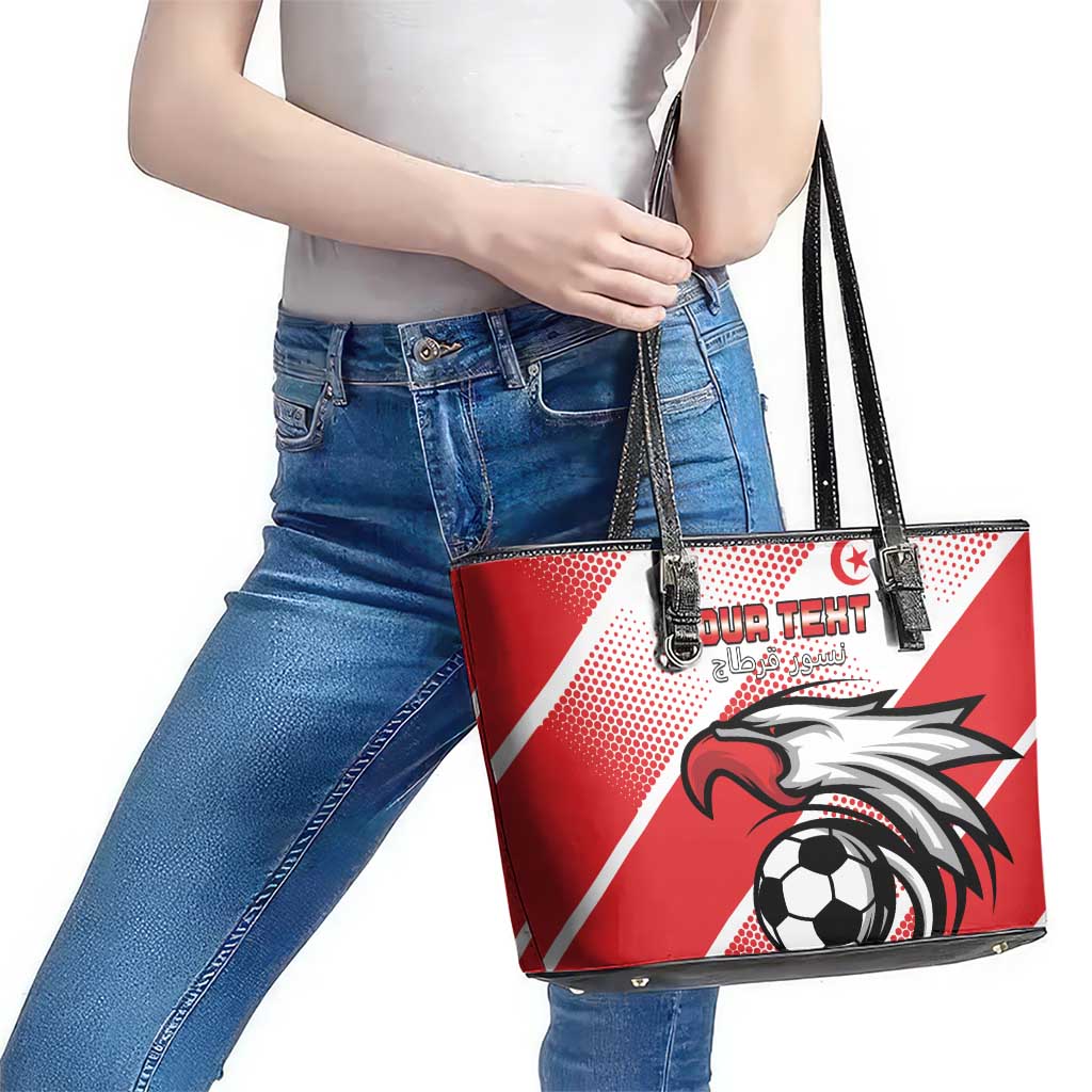 Custom Tunisia Football Leather Tote Bag Eagle Mascot - Sporty Style