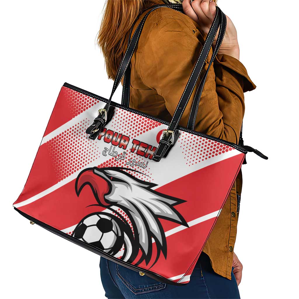 Custom Tunisia Football Leather Tote Bag Eagle Mascot - Sporty Style