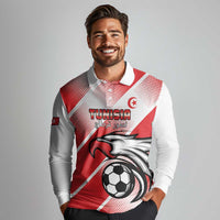Custom Tunisia Football Long Sleeve Polo Shirt Eagle Mascot - Sporty Style