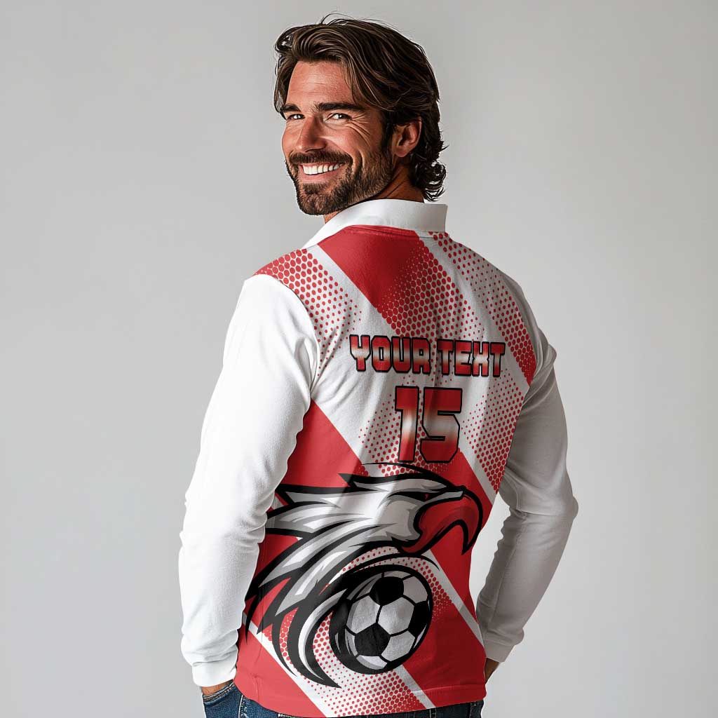 Custom Tunisia Football Long Sleeve Polo Shirt Eagle Mascot - Sporty Style