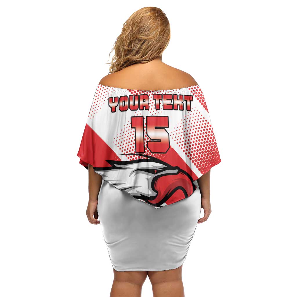 Custom Tunisia Football Off Shoulder Short Dress Eagle Mascot - Sporty Style