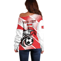 Custom Tunisia Football Off Shoulder Sweater Eagle Mascot - Sporty Style