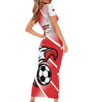 Custom Tunisia Football Short Sleeve Bodycon Dress Eagle Mascot - Sporty Style
