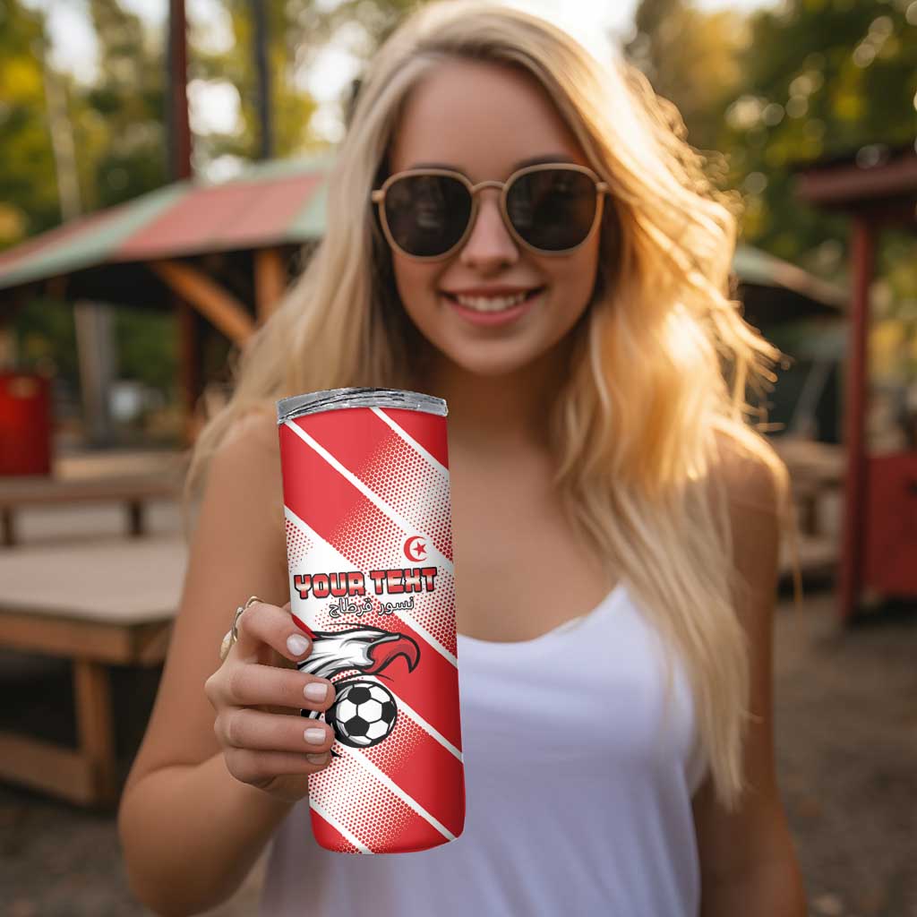 Custom Tunisia Football Skinny Tumbler Eagle Mascot - Sporty Style