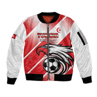 Custom Tunisia Football Sleeve Zip Bomber Jacket Eagle Mascot - Sporty Style