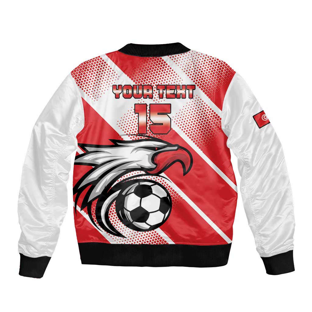 Custom Tunisia Football Sleeve Zip Bomber Jacket Eagle Mascot - Sporty Style