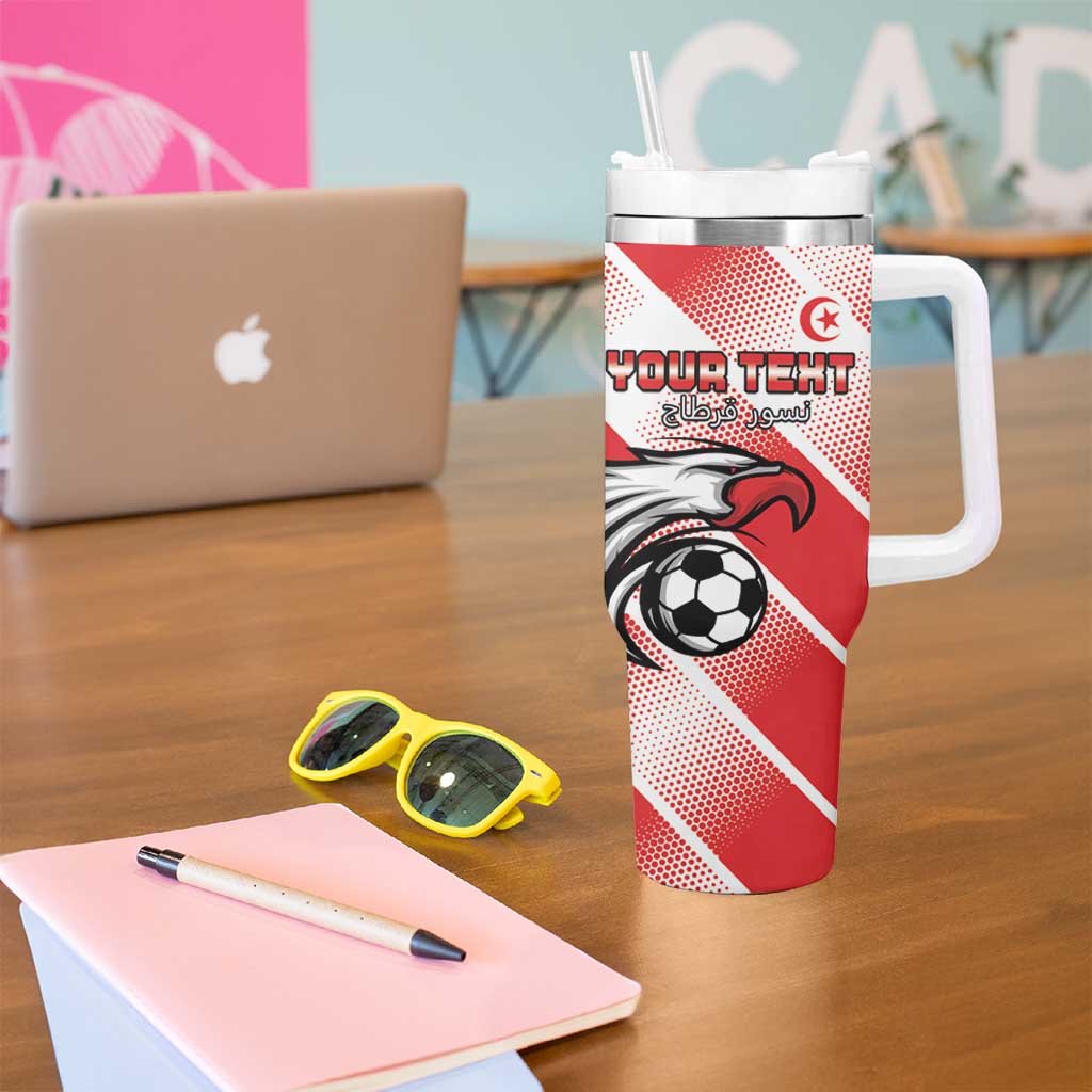 Custom Tunisia Football Tumbler With Handle Eagle Mascot - Sporty Style