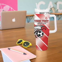 Custom Tunisia Football Tumbler With Handle Eagle Mascot - Sporty Style