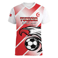 Custom Tunisia Football Women V-Neck T-Shirt Eagle Mascot - Sporty Style - Wonder Print Shop