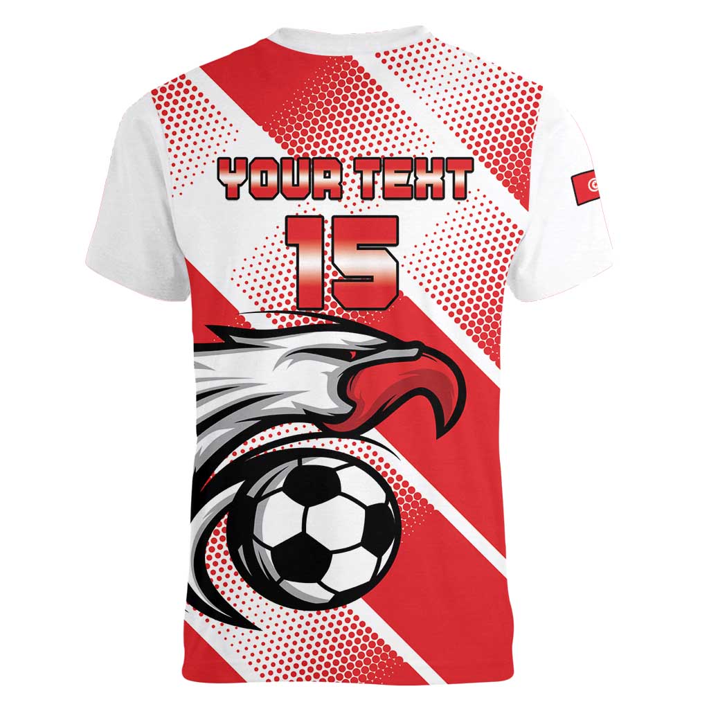 Custom Tunisia Football Women V-Neck T-Shirt Eagle Mascot - Sporty Style - Wonder Print Shop