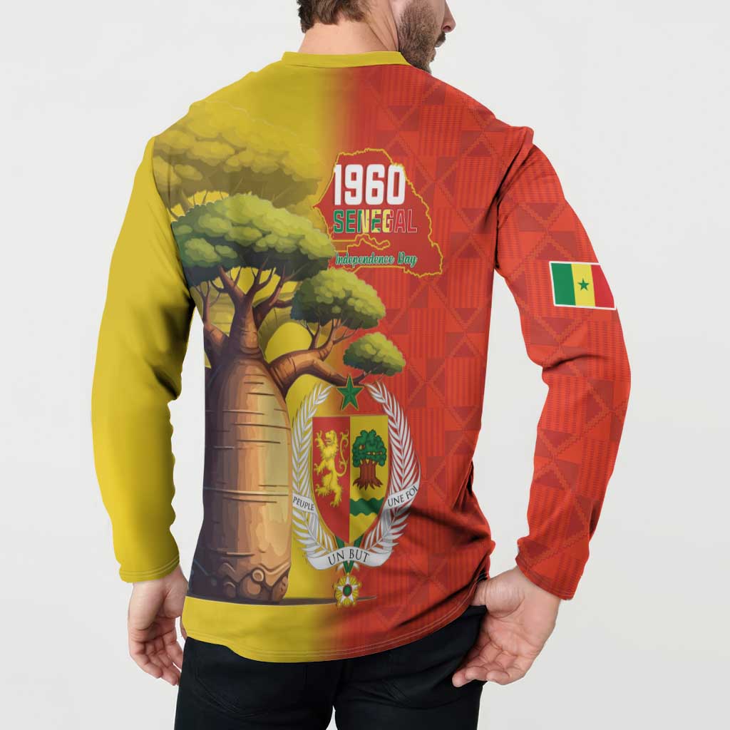 Senegal Independence Day Button Sweatshirt Lion With Baobab