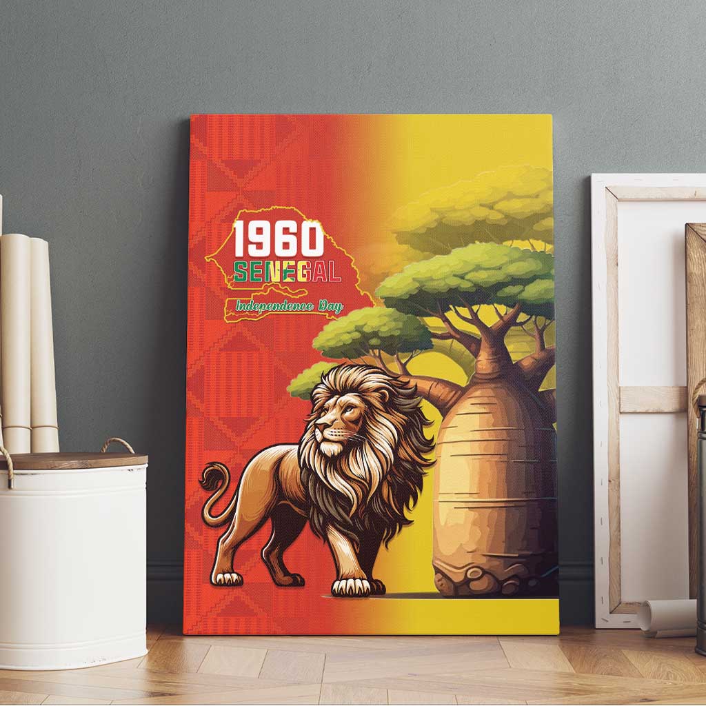 Senegal Independence Day Canvas Wall Art Lion With Baobab