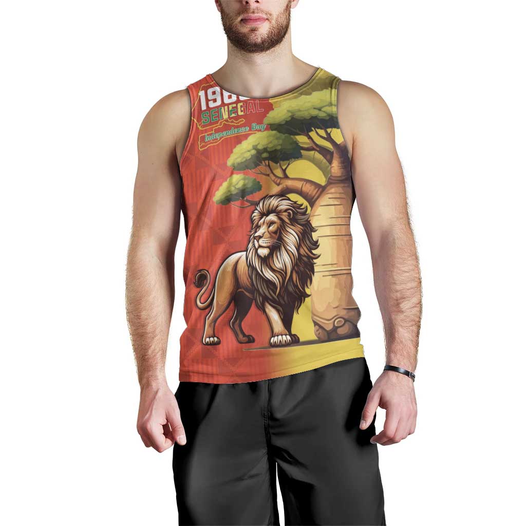 Senegal Independence Day Men Tank Top Lion With Baobab