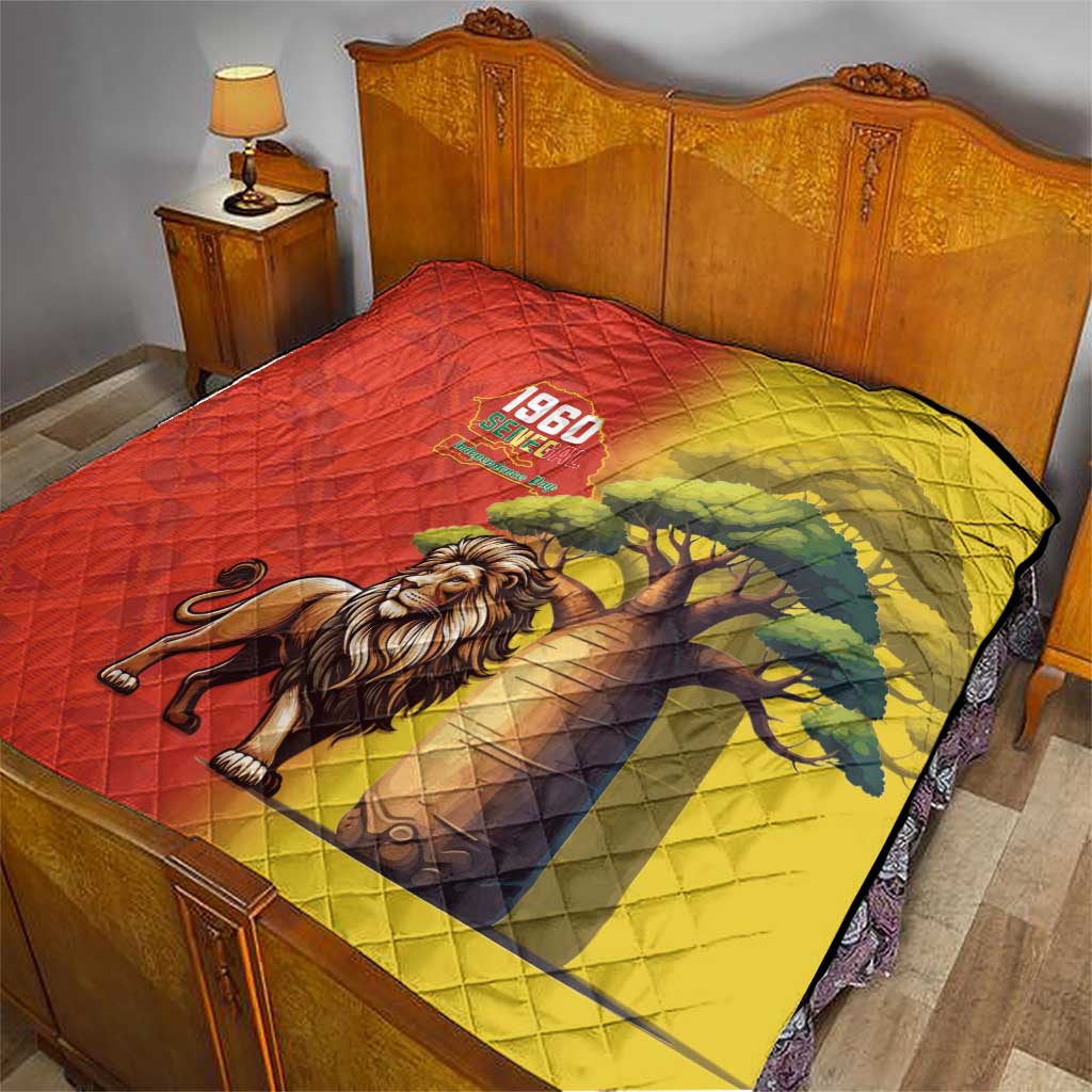 Senegal Independence Day Quilt Lion With Baobab