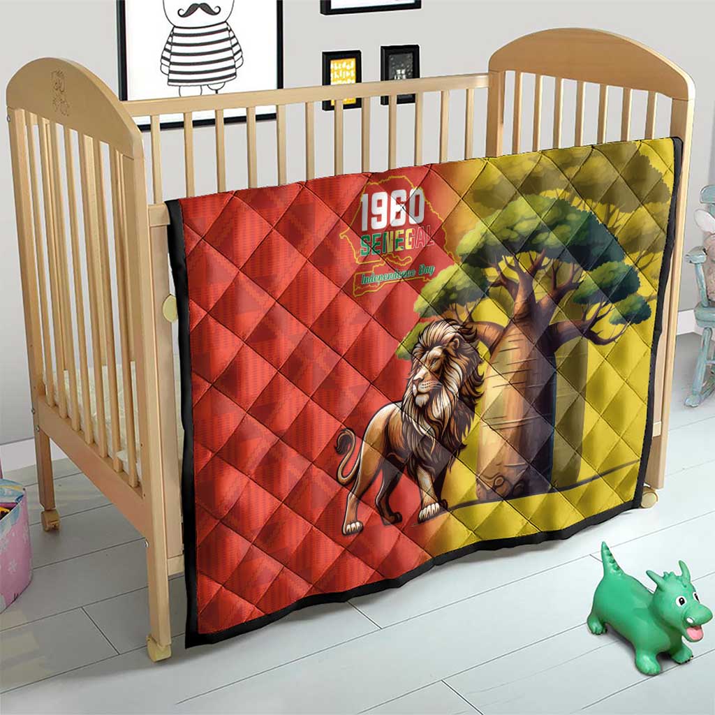 Senegal Independence Day Quilt Lion With Baobab