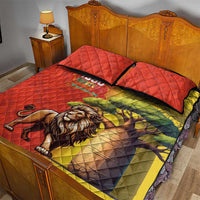 Senegal Independence Day Quilt Bed Set Lion With Baobab