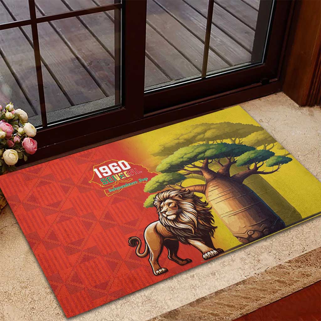 Senegal Independence Day Rubber Doormat Lion With Baobab