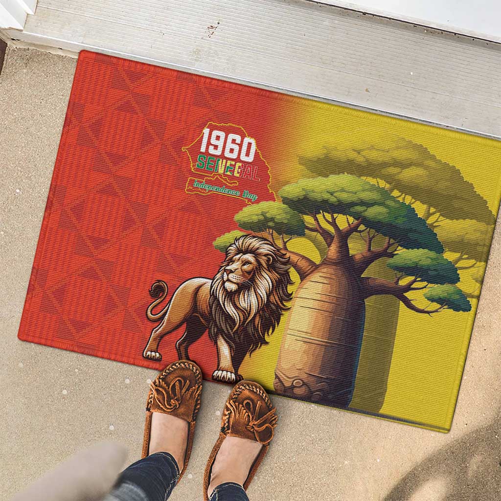 Senegal Independence Day Rubber Doormat Lion With Baobab
